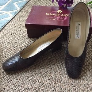 Brown Snake Etienne Aignier mid heel pump 8.5 M